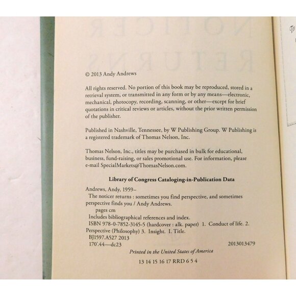 The Noticer Returns By Andy Andrews 2013 Hardback Dust Jacket - Picture 4 of 4